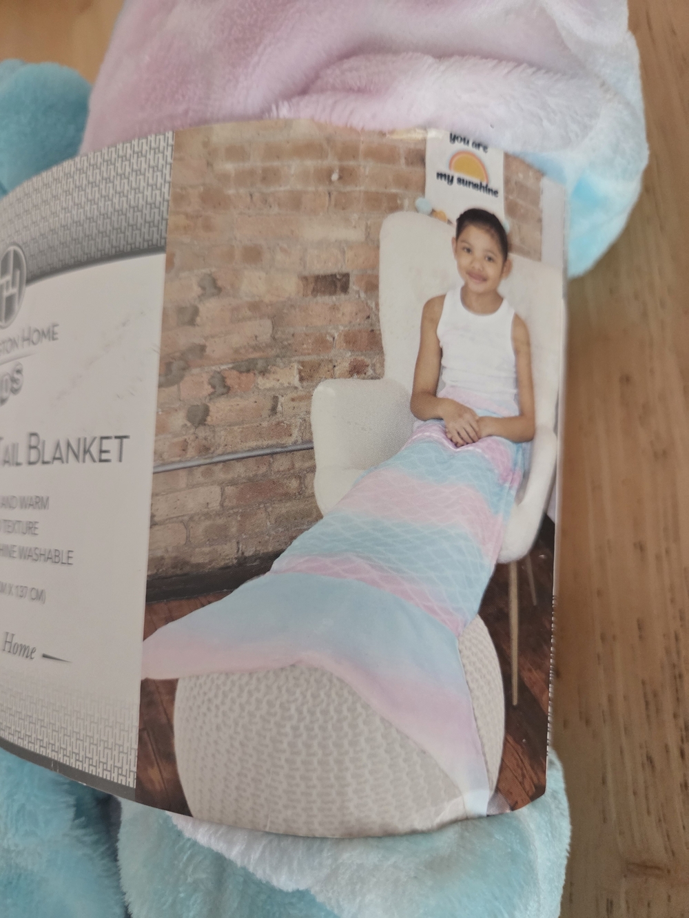 Pastel Mermaid Tail Blanket in Pink, Blue & White